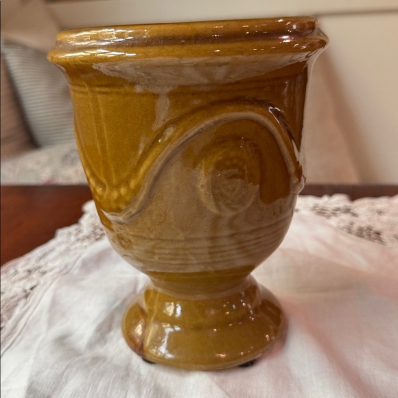 French Anduze type pottery planter with an ochre yellow glaze - Picture 4 of 8
